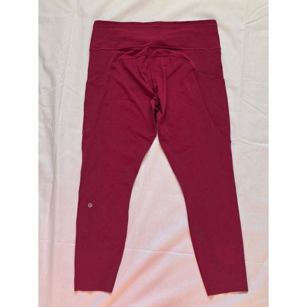 Lululemon Fast and Free High-Rise Leggings Size 14 Dark Red Nulux Pockets